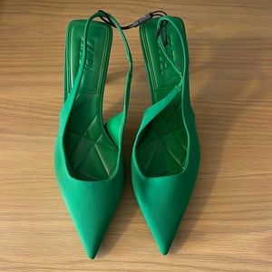 Green Zara Slingback heels